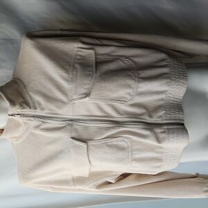 Aerie Cropped Zip Up Cream Corduroy Light Jacket Size Large.